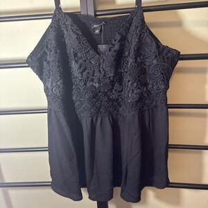 Torrid Sexy Black Cami Lace Crochet Chiffon WhimsyGoth Fairy Size 3 NEW With Tag